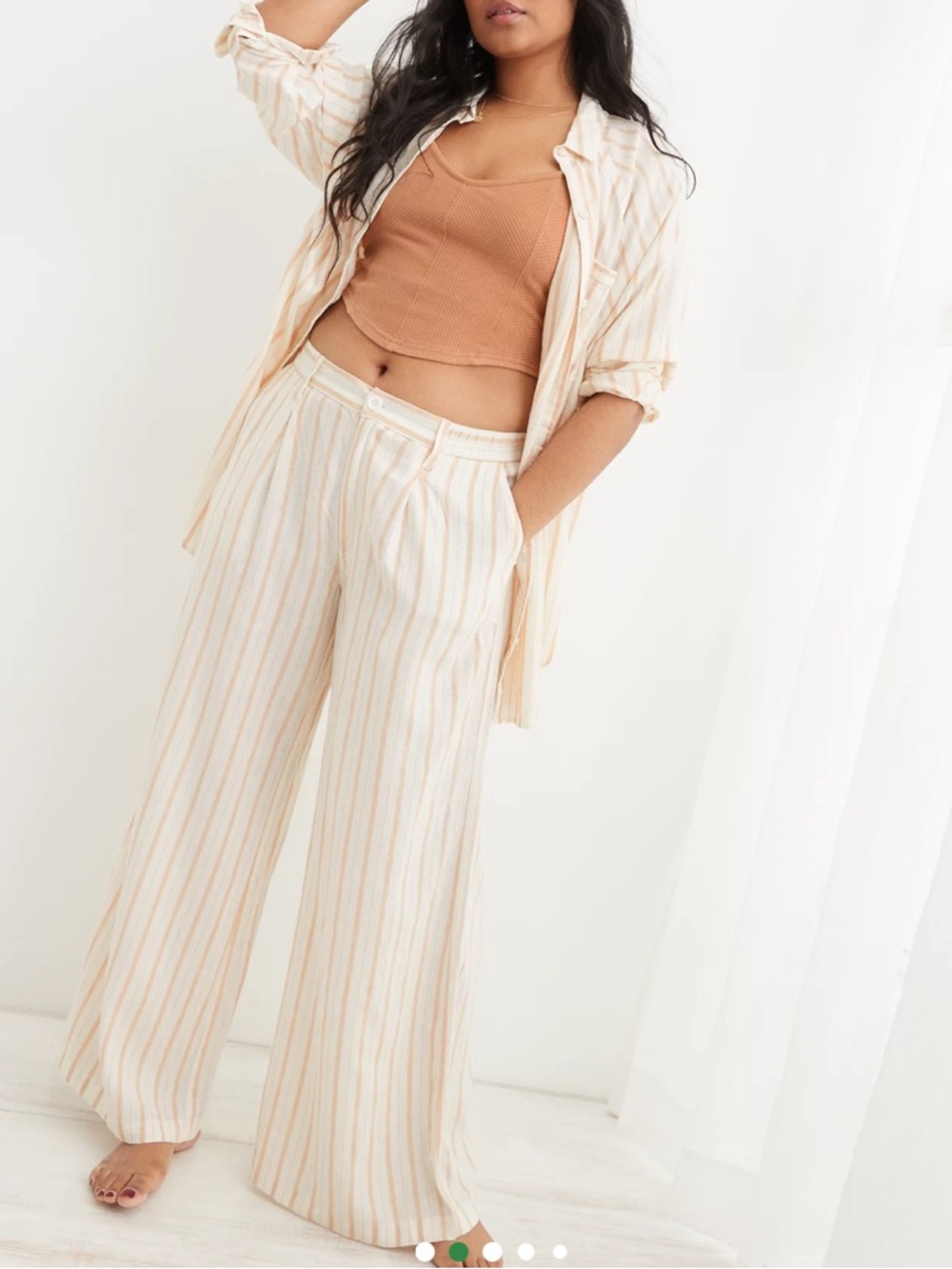 Aerie Pool To Party Linen Blend High Waisted Trouser - Picture 2 of 12
